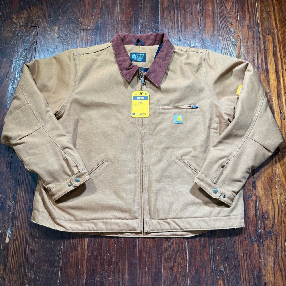 Carhartt Iconic J01 Duck Detroit Jacket Mens 2XL Brown Blanket Lined 103828-BRN